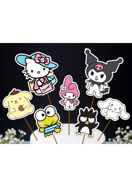 Hiras Dizayn Sanrio Hello Kitty Kuromi Büyük Pasta Kürdanı Pasta Süsü Cupcake Pasta Doğum Günü Süsleri 7 Parça