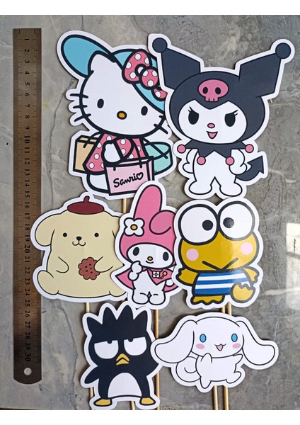 Hiras Dizayn Sanrio Hello Kitty Kuromi Büyük Pasta Kürdanı Pasta Süsü Cupcake Pasta Doğum Günü Süsleri 7 Parça