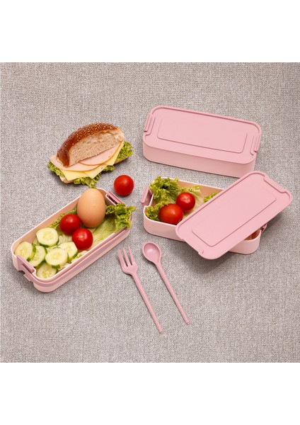 Gondol 3'lü Beslenme Kutusu Yemek Taşıma Kabı Kaşık - Çatallı