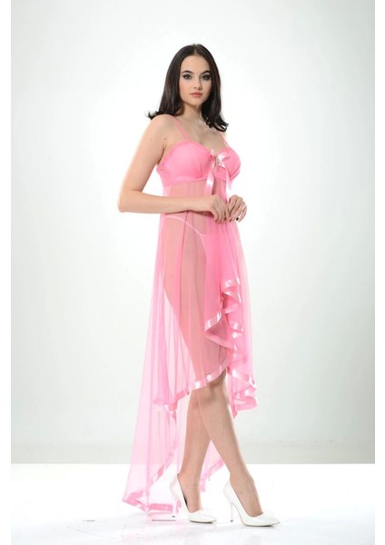 Pembe Petli Tül Şifon Gecelik - 230 fiyatları