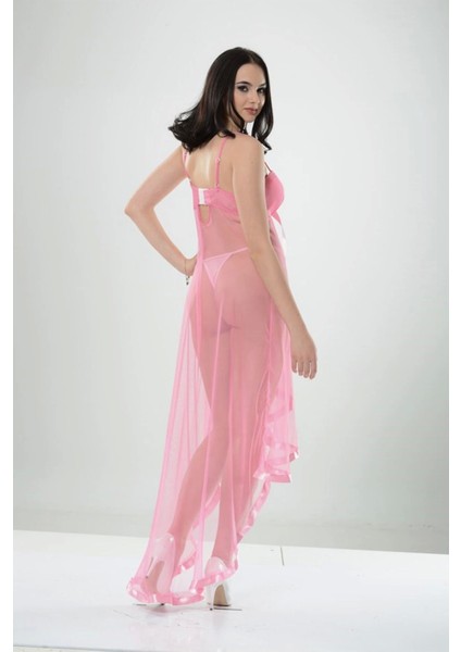 Pembe Petli Tül Şifon Gecelik - 230 modelleri