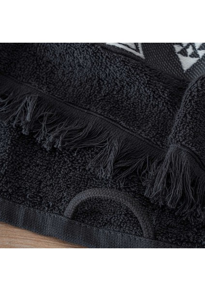 Hereke 2'li Yüz Havlusu Seti Krem Bordürlü Antrasit modelleri