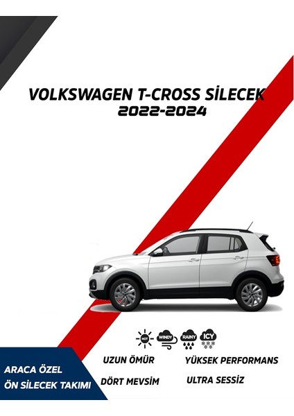 Volkswagen T-Cross 2023 Model Araca Özel Muz Silecek Seti Sürücü Taraf 600MM Yolcu Taraf 450MM