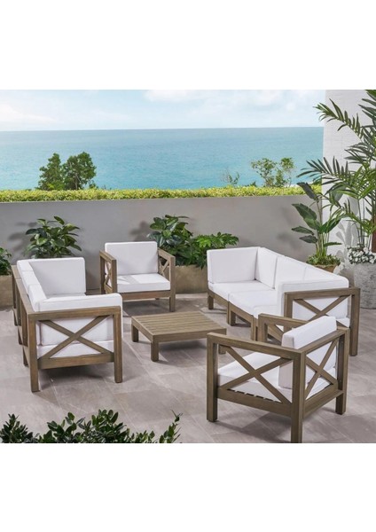 Simera 3+3+1+1 Bahçe Balkon Teras Ahşap Oturma Grubu