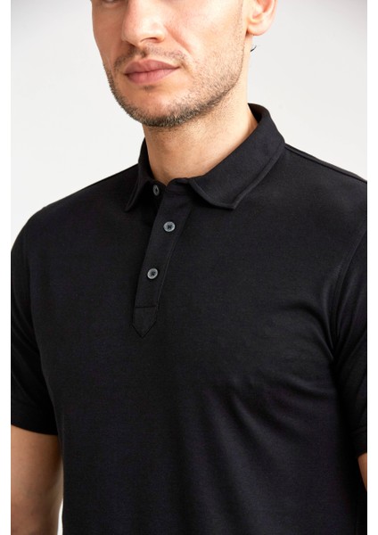 Merserize Pike Polo Yaka Siyah Erkek T-Shirt TS24Y24105_D99 modelleri