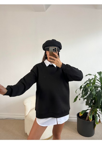 Siyah Basic Oversize Sweatshirt 26088 modelleri