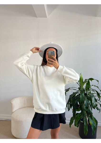 Ekru Basic Oversize Sweatshirt 26088