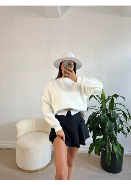 Ekru Basic Oversize Sweatshirt 26088