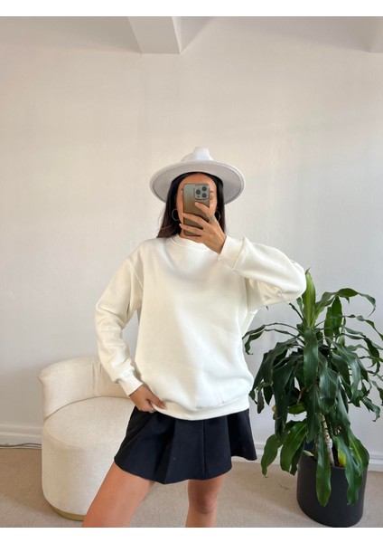 Ekru Basic Oversize Sweatshirt 26088