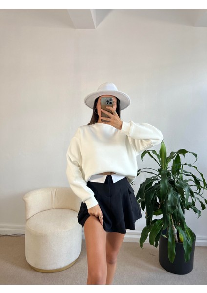 Ekru Basic Oversize Sweatshirt 26088 fiyatları