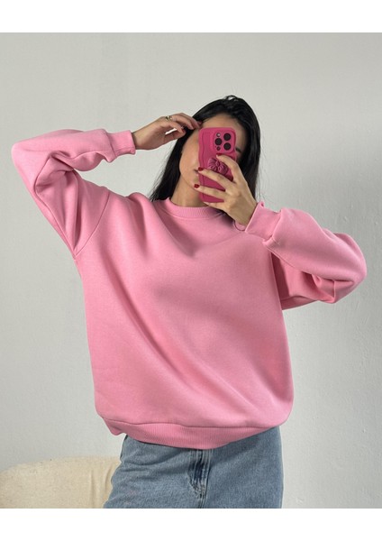 Pembe Basic Oversize Sweatshirt 26088 fiyatları