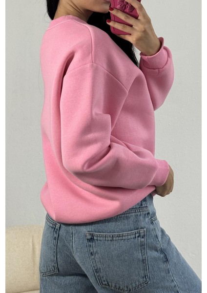 Pembe Basic Oversize Sweatshirt 26088 indirimleri