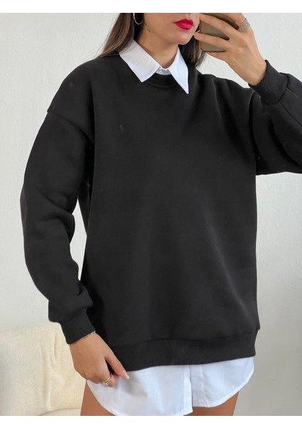 Siyah Basic Oversize Sweatshirt 26088 indirimleri