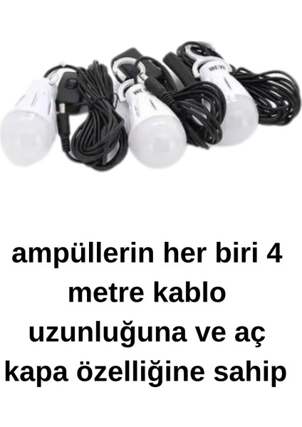 DAT-9011 Güneş Enerjili Solar Şarjlı Çadır Kamp Aydınlatma Fener Seti