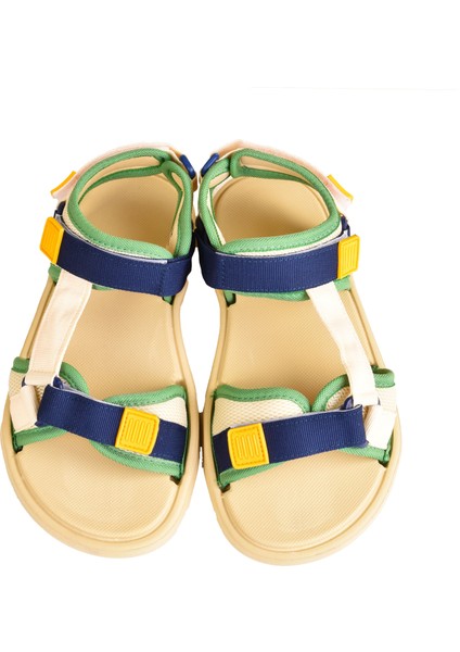 Step Renkli Cırtlı Rahat Düz Taban Spor Sandalet