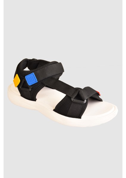 Step Renkli Cırtlı Rahat Düz Taban Spor Sandalet