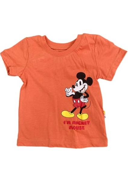 Alp Kids Alpkids Mickey Mouse Şort T-Shirt Baskılı Pamuk Bebek Takım