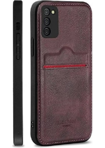 Samsung NOTE20ULTRA Kartlıklı Deri Kılıf Bordo