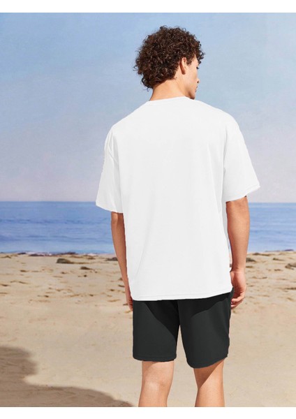 Sevgili Çift Kombini Tişört-Şort Forevercool Baskılı Oversize Beyaz indirimleri
