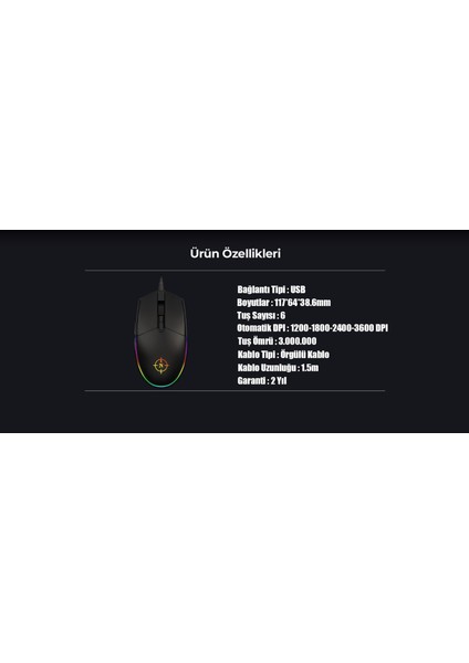 Combat Rgb Kablolu Gaming Oyuncu Mouse