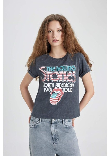 Rolling Stones Regular Fit Bisiklet Yaka Baskılı Kısa Kollu Tişört