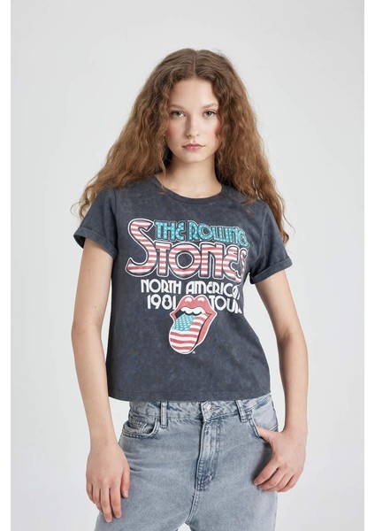 Rolling Stones Regular Fit Bisiklet Yaka Baskılı Kısa Kollu Tişört