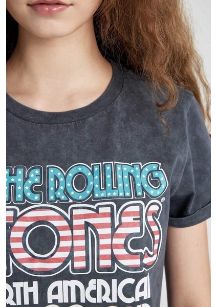 Rolling Stones Regular Fit Bisiklet Yaka Baskılı Kısa Kollu Tişört