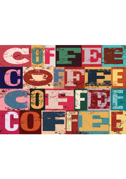 Renkli Coffee Yazı Temalı Tek Parça Duvar Kağıdı