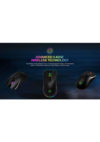 Game Over Rgb Wireless Kablosuz Şarjlı 10.000 Dpı Profesyonel Gaming Oyuncu Mouse