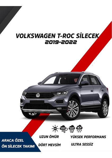 Volkswagen T.roc 2019-2022 Uyumlu Model Aralığı Ön Cam Silecek Seti Sürücü Taraf 650MM Yolcu Taraf 500MM