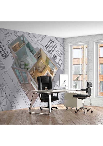 Mimari Çizim Emlak Ve Gayrimenkul Duvar Kağıdı Baskı