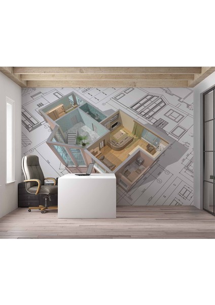 Mimari Çizim Emlak Ve Gayrimenkul Duvar Kağıdı Baskı modelleri