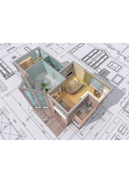 Mimari Çizim Emlak Ve Gayrimenkul Duvar Kağıdı Baskı fırsatları