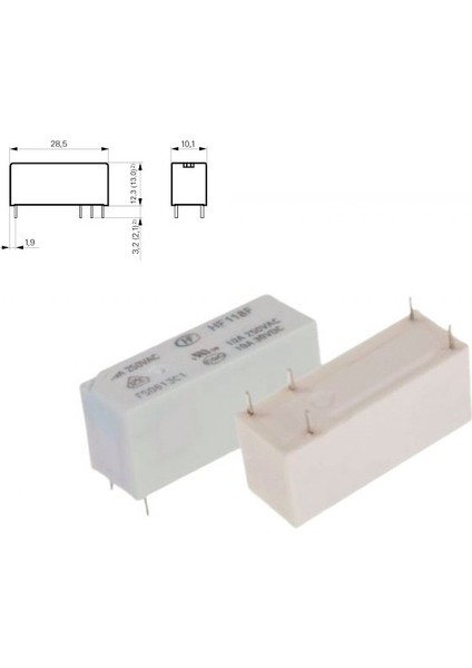 Hongfa HF118F 012-1Z1T 12V 10A 1c 5 Pin Minyatür Pcb Güç Rölesi - 5 Adet