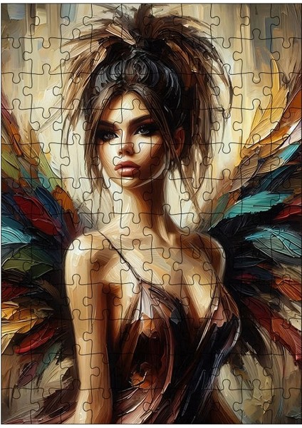 Ahşap Mdf Puzzle Yapboz Kadın Melek 120 Parça 25*35 cm