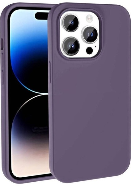 Apple iPhone 14 Pro Max Uyumlu Kılıf Magsafe Şarj Özellikli Sıvı Teknolojili Silinebilir Sert Kivi Kapak, Derin Mor