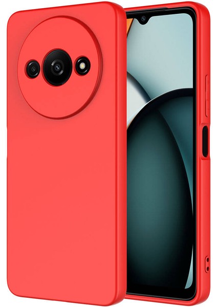 Xiaomi Redmi A3 4g 2024 Uyumlu Kılıf Silikon Içi Kadife Yumuşak Esnek Mara Lansman Kapak, Kırmızı