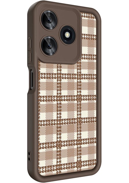 Tecno Spark 10 4g Uyumlu Kılıf Kamera Korumalı Baskılı Şık Desenli Arka Yüzey Klas Kapak, Açık Kahve