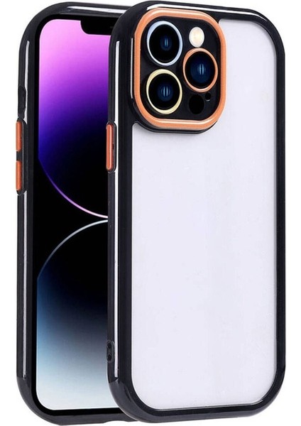 Apple iPhone 14 Pro Max Uyumlu Kılıf Kamera Korumalı Renkli Kenar ve Çerçeve Tasarımlı Vitamin Kapak, Siyah