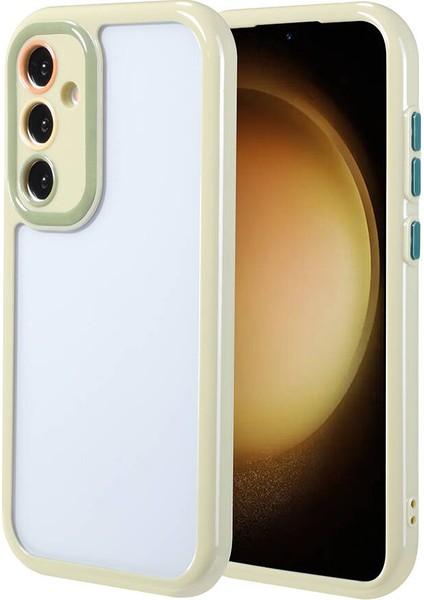 Samsung Galaxy S23 Fe Uyumlu Kılıf Kamera Korumalı Renkli Kenar ve Çerçeve Tasarımlı Vitamin Kapak, Yeşil