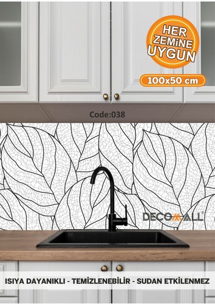 38 Code Yapışkanlı Desenli Folyo Duvar Dolap Mutfak Tezgah Arası Folyo Kaplama(50x100cm)