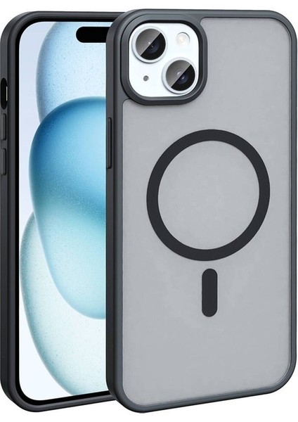 Apple iPhone 14 Uyumlu Kılıf Magsafe Şarj Özellikli Mat Arka Yüzey Sio Kapak, Siyah