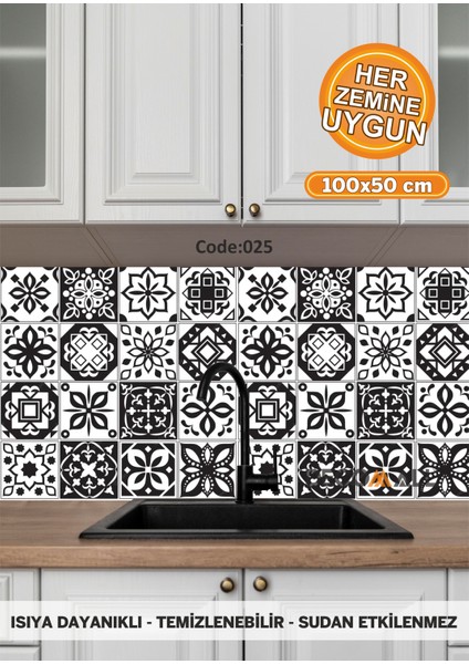 25 Code Yapışkanlı Desenli Folyo Duvar Dolap Mutfak Tezgah Arası Folyo Kaplama(50x100cm)