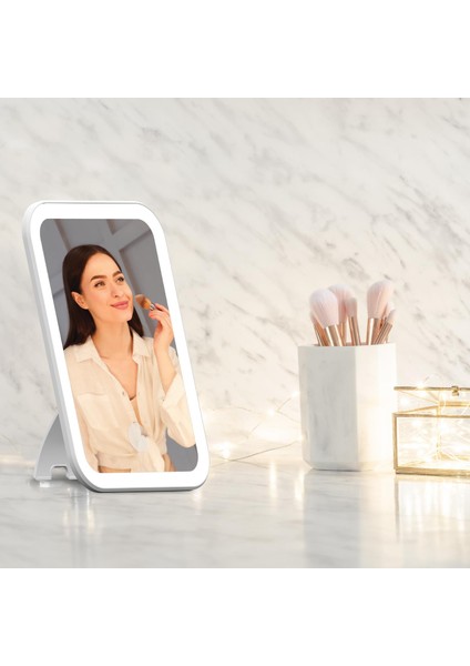 LED Işıklı Şarjlı Makyaj Aynası Beyaz fiyatları