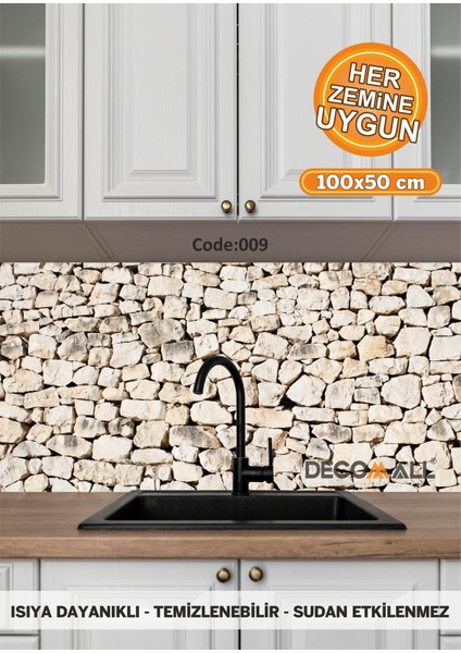 9 Code Yapışkanlı Desenli Folyo Duvar Dolap Mutfak Tezgah Arası Folyo Kaplama(50x100cm)