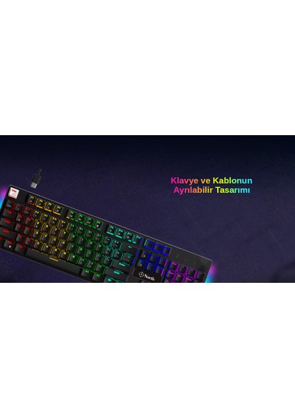 Shield Blue Switch Türkçe Q RGB Full Metal Panel Mekanik Gaming Klavye - Siyah