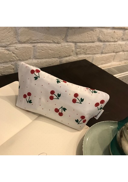 Kiraz Desenli Yıkanabilir Fermuarlı Tek Gözlü Bez Kalemlik Kalem Kutusu Cüzdan Makyaj Çantası fırsatları