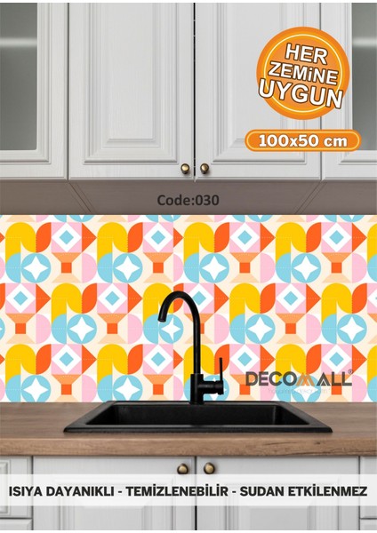 30 Code Yapışkanlı Desenli Folyo Duvar Dolap Mutfak Tezgah Arası Folyo Kaplama(50x100cm)