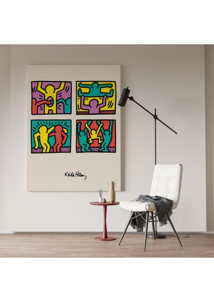 Keith Haring Pop Art Sanatsal Kanvas Tablo Salon Duvar Dekorasyon Cafe Dekor Duvar Tablosu