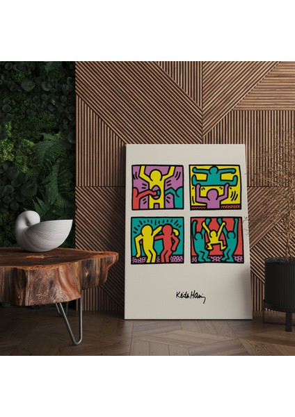 Keith Haring Pop Art Sanatsal Kanvas Tablo Salon Duvar Dekorasyon Cafe Dekor Duvar Tablosu